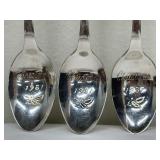 Sea Shell Pearl Silver Rimmed Dish with Three Reed & Barton Christmas 1981 Angel Spoons