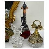 Amazing Collection of Vintage Perfume Bottles and a Vintage Unique Gold Framed Mirror