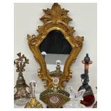 Amazing Collection of Vintage Perfume Bottles and a Vintage Unique Gold Framed Mirror