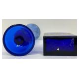 Pretty Cobalt Blue with Gold Accents Bud Vase and Vanity Bottle