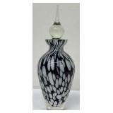 Black and White Artisan Glass Perfume Bottle with Stopper