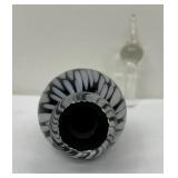 Black and White Artisan Glass Perfume Bottle with Stopper