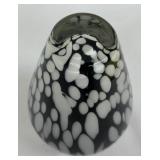 Black and White Artisan Glass Perfume Bottle with Stopper