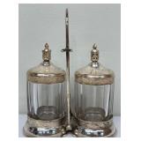 Vintage Double Pickle Castor with Clear Glass Jars