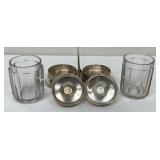 Vintage Double Pickle Castor with Clear Glass Jars
