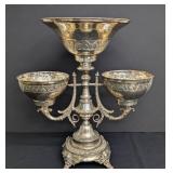 Large Vintage Three Arm Silver Plate Epergne
