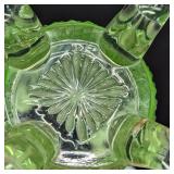 Pair of Small Vintage Fenton Diamond Point Opalescent Footed Glass Vases