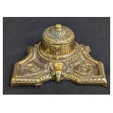 Beautiful Brass Vintage Inkwell