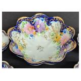 Vintage Petite Painted Porcelain Scalloped Edge Desert Bowl Set