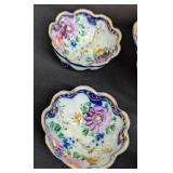 Vintage Petite Painted Porcelain Scalloped Edge Desert Bowl Set