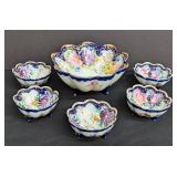 Vintage Petite Painted Porcelain Scalloped Edge Desert Bowl Set