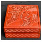 Vintage Cinnabar Lacquer Dish and Trinket Box