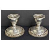 Pair of Vintage La Pierre Weighted Sterling Silver Candleholders