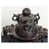 Pair of Bronze Lidded Censers