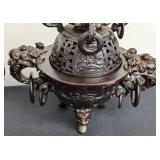 Pair of Bronze Lidded Censers