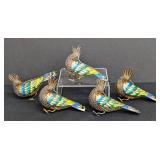 Five Vintage Chinese Silver and Enamel Bird Figurines