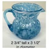 A Wonderful Assortment of Beautiful Blue Glass including an Open Lace Blue Opalescent Double Lace Rim Baby Blue Bowl