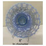 A Wonderful Assortment of Beautiful Blue Glass including an Open Lace Blue Opalescent Double Lace Rim Baby Blue Bowl