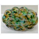 A Wonderful Assortment of Fall Color Glassware including a Vintage Fenton Carmel Opalescent Compote