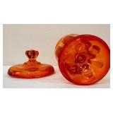 Vintage 8” Viking Glass Persimmon Covered Footed Candy Dish-Orange