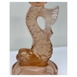 Vintage LE Smith Moon and Stars Pink Opalescent Bowl, Pink Glass Koi Fish Candle Holder, Pink Depression Compote and More