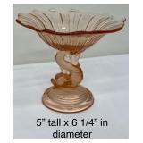 Vintage LE Smith Moon and Stars Pink Opalescent Bowl, Pink Glass Koi Fish Candle Holder, Pink Depression Compote and More