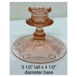 Vintage LE Smith Moon and Stars Pink Opalescent Bowl, Pink Glass Koi Fish Candle Holder, Pink Depression Compote and More