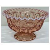 Vintage LE Smith Moon and Stars Pink Opalescent Bowl, Pink Glass Koi Fish Candle Holder, Pink Depression Compote and More