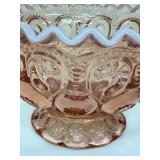 Vintage LE Smith Moon and Stars Pink Opalescent Bowl, Pink Glass Koi Fish Candle Holder, Pink Depression Compote and More