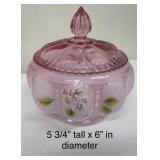 Victorian Milk Glass Vase, Fenton Melon Shaped Covered Dish and Crimped Edge Bowl