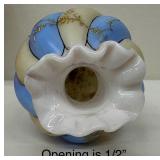 Victorian Milk Glass Vase, Fenton Melon Shaped Covered Dish and Crimped Edge Bowl