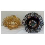 Vintage 1950’s Fenton Carnival Glass Bowl & Imperial Glass Open Glass Open Rose Carnival Luster Bowl