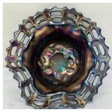 Vintage 1950’s Fenton Carnival Glass Bowl & Imperial Glass Open Glass Open Rose Carnival Luster Bowl