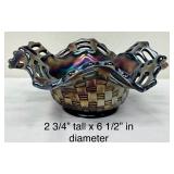 Vintage 1950’s Fenton Carnival Glass Bowl & Imperial Glass Open Glass Open Rose Carnival Luster Bowl