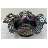 Vintage 1950’s Fenton Carnival Glass Bowl & Imperial Glass Open Glass Open Rose Carnival Luster Bowl