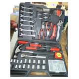 Combination tool set with sockets, wrenches, hammer, screwdrivers
