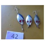 THREE RED-EYE fishing lures