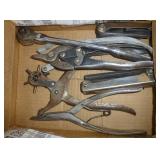 Group of tools - punch, snips, ratchet, hex wrench sets