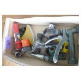 Box of garden sprayers and hose connectors