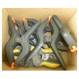 Large group of clamps (at least 12)  and 2 Adjustable clamps