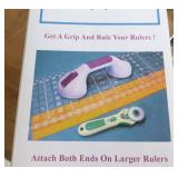 Kitchen scale, tea pot, cup, Pampered chef cutters, and Gripper for cutting fabric