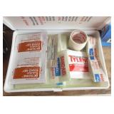 Group of office supplies, box of drawer pulls, dryer link vacuum attachment