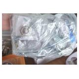 Group of office supplies, box of drawer pulls, dryer link vacuum attachment