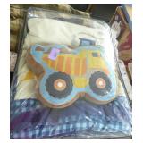 Full size bed set with heavy equipment theme