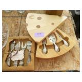 Cheese plate and knives/utensils some brand new