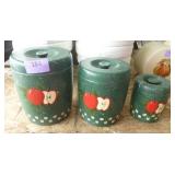 Set of 3 tin canisters for flour, sugar, etc