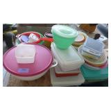 Large group of tupperware and rubbermaid containers