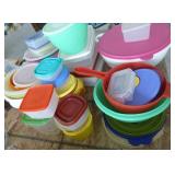 Large group of tupperware and rubbermaid containers