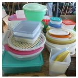 Large group of tupperware and rubbermaid containers