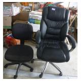 Two office chairs on wheels